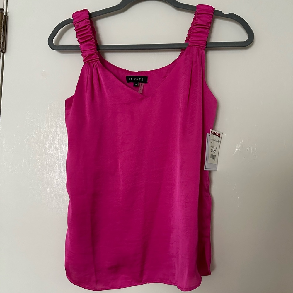 Pink satin tank top